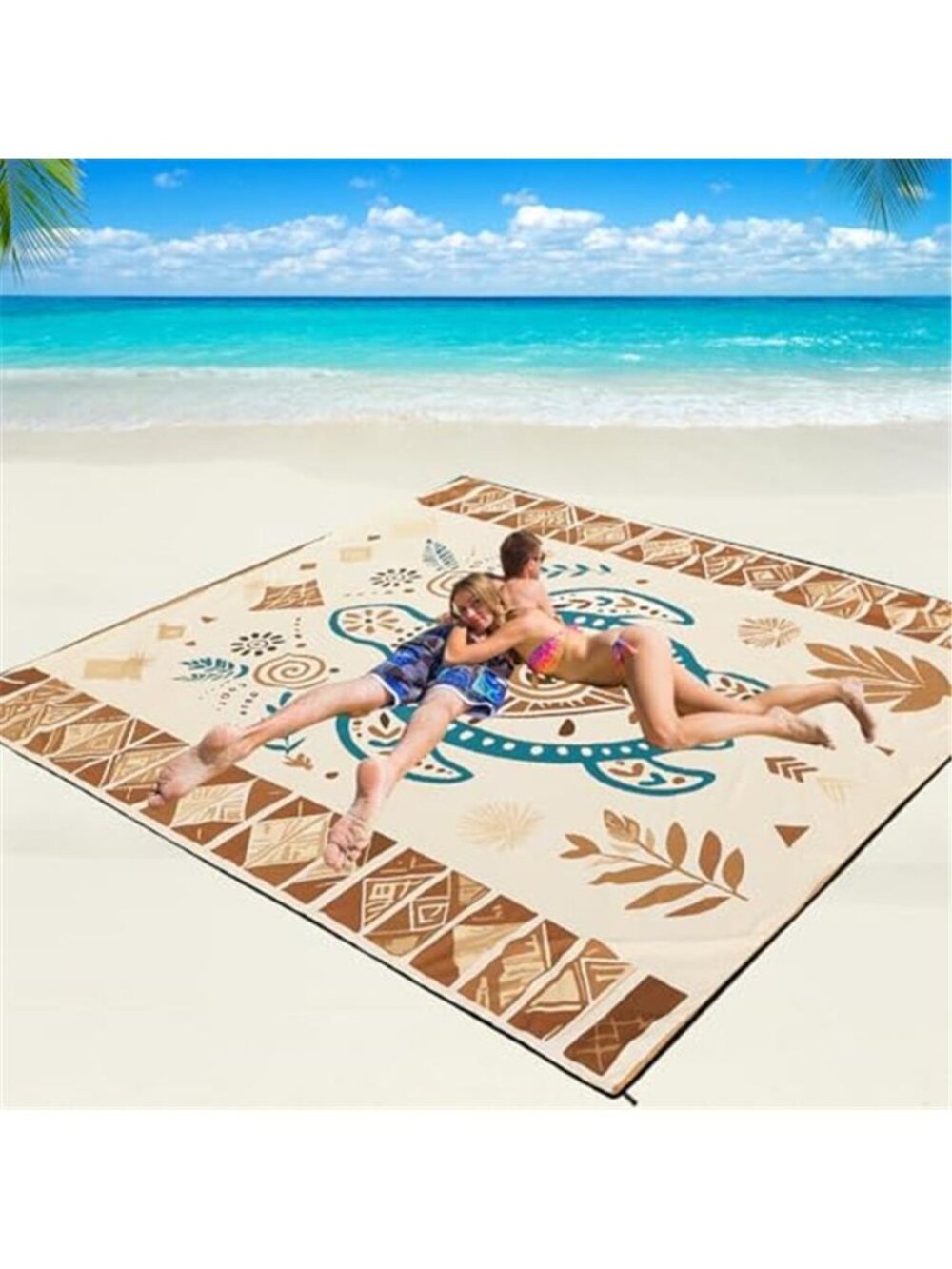 Sandproof Beach Blanket Waterproof Picnic Mat Camping Blanket With Stakes Bag